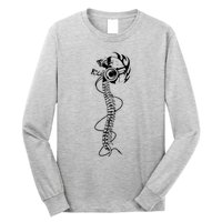 Headphone Wearing Skull Spine Long Sleeve Shirt