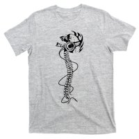 Headphone Wearing Skull Spine T-Shirt