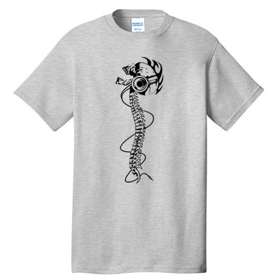 Headphone Wearing Skull Spine Tall T-Shirt