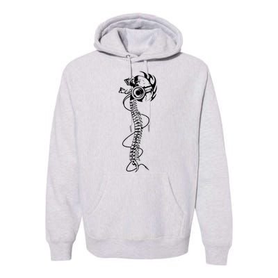 Headphone Wearing Skull Spine Premium Hoodie