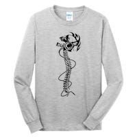 Headphone Wearing Skull Spine Tall Long Sleeve T-Shirt