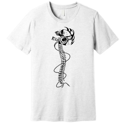 Headphone Wearing Skull Spine Premium T-Shirt