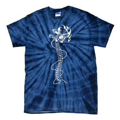 Headphone Wearing Skull Spine Tie-Dye T-Shirt