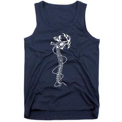 Headphone Wearing Skull Spine Tank Top