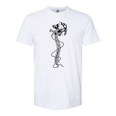 Headphone Wearing Skull Spine Softstyle CVC T-Shirt