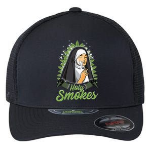 Holy Weed Smokes Funny Nun Flexfit Unipanel Trucker Cap