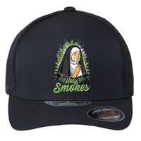 Holy Weed Smokes Funny Nun Flexfit Unipanel Trucker Cap