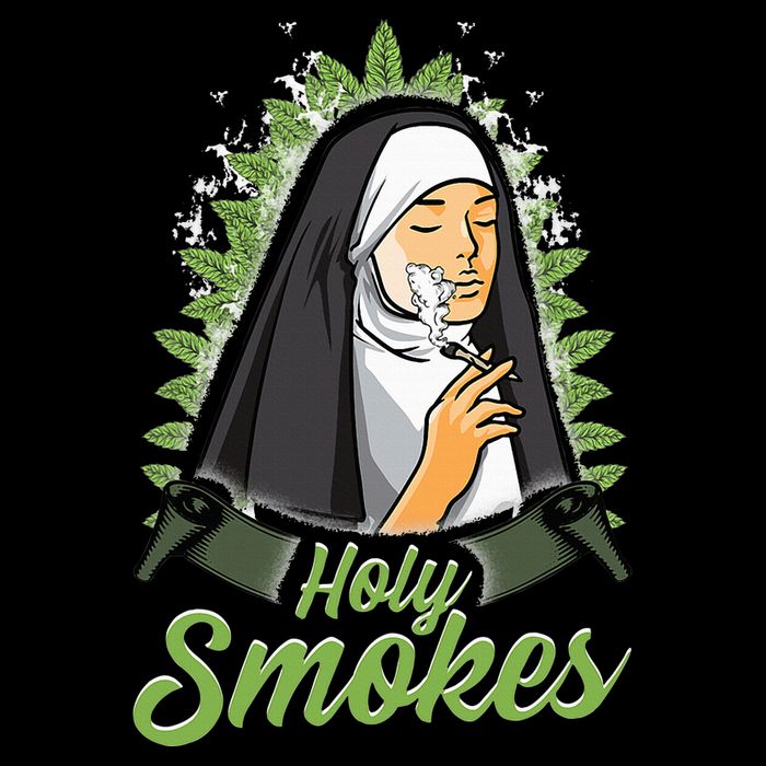 Holy Weed Smokes Funny Nun Flexfit Unipanel Trucker Cap