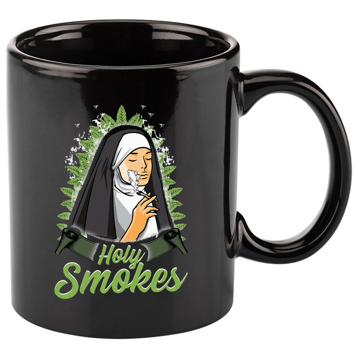 Holy Weed Smokes Funny Nun 11oz C Handle Ceramic Mug