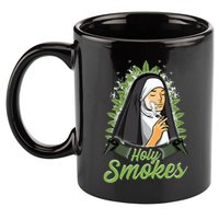 Holy Weed Smokes Funny Nun 11oz C Handle Ceramic Mug