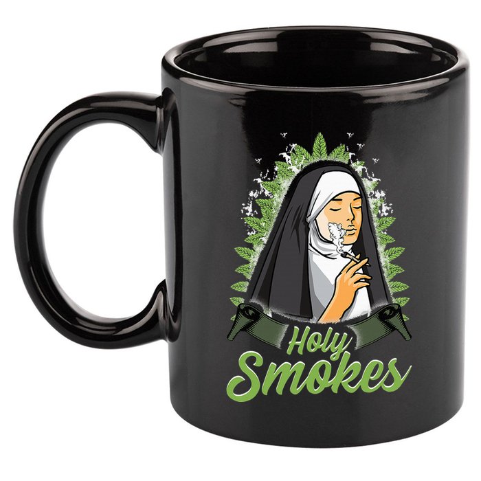 Holy Weed Smokes Funny Nun 11oz C Handle Ceramic Mug