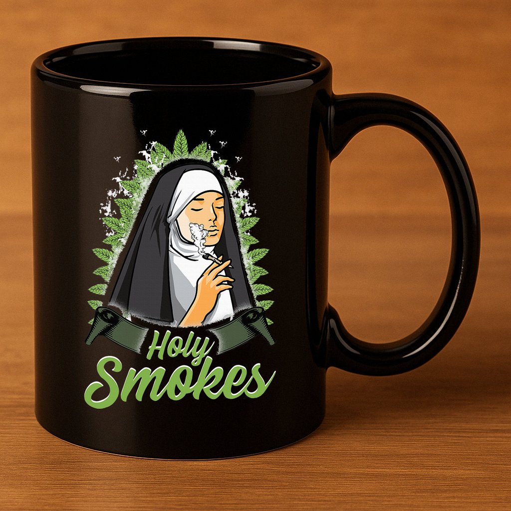 Holy Weed Smokes Funny Nun 11oz C Handle Ceramic Mug