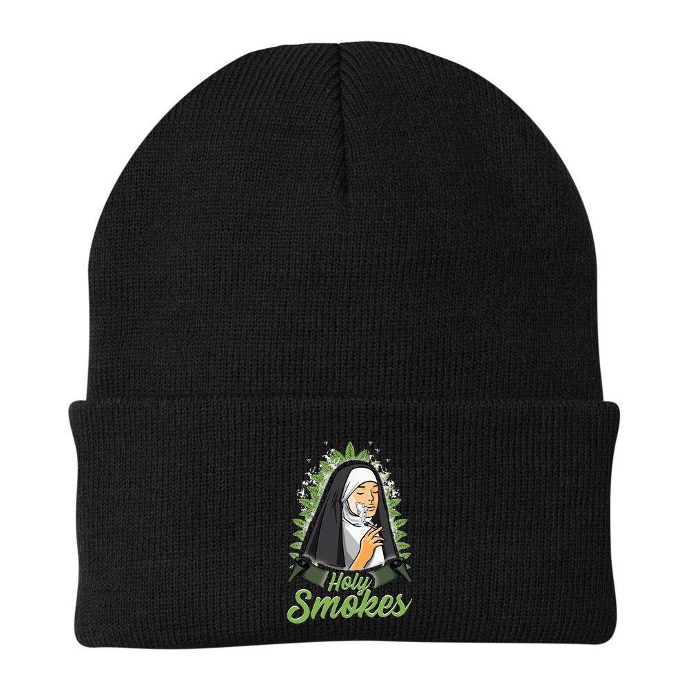 Holy Weed Smokes Funny Nun Beanie
