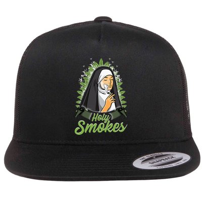 Holy Weed Smokes Funny Nun Flatbill Hat