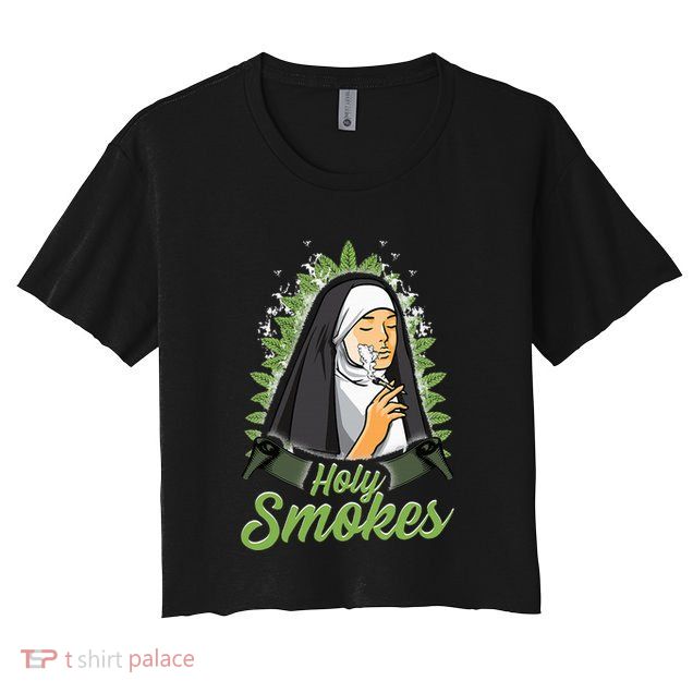 Holy Weed Smokes Funny Nun Crop Top