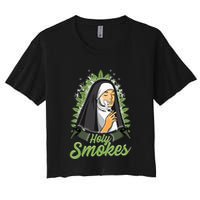 Holy Weed Smokes Funny Nun Women's Crop Top Tee