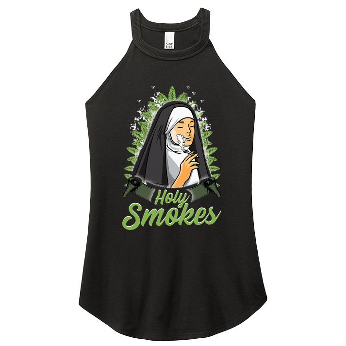 Holy Weed Smokes Funny Nun Women's Perfect Tri Rocker Tank