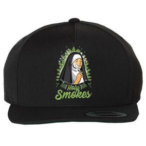 Holy Weed Smokes Funny Nun Wool Snapback Cap