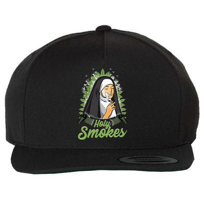 Holy Weed Smokes Funny Nun Wool Snapback Cap