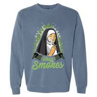 Holy Weed Smokes Funny Nun Garment-Dyed Sweatshirt