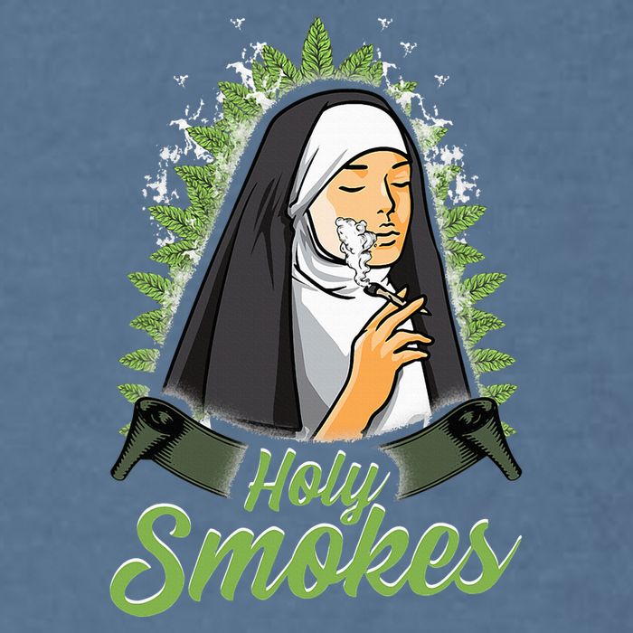 Holy Weed Smokes Funny Nun Garment-Dyed Sweatshirt