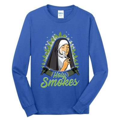 Holy Weed Smokes Funny Nun Tall Long Sleeve T-Shirt