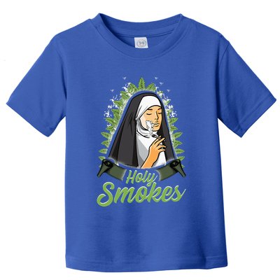 Holy Weed Smokes Funny Nun Toddler T-Shirt