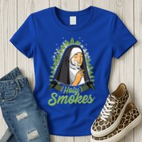 Holy Weed Smokes Funny Nun Womens T-Shirt