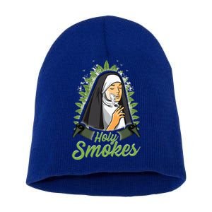 Holy Weed Smokes Funny Nun Short Acrylic Beanie