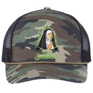 Holy Weed Smokes Funny Nun Retro Rope Trucker Hat Cap