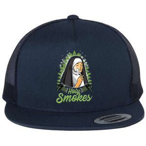 Holy Weed Smokes Funny Nun Flat Bill Trucker Hat