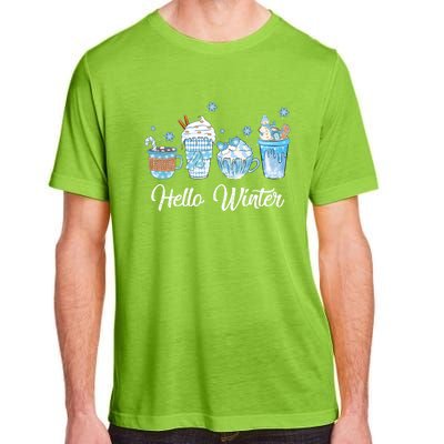 Hello Winter Sweet Cozy Coffee Lovers Snowman Christmas Adult ChromaSoft Performance T-Shirt