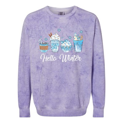 Hello Winter Sweet Cozy Coffee Lovers Snowman Christmas Colorblast Crewneck Sweatshirt