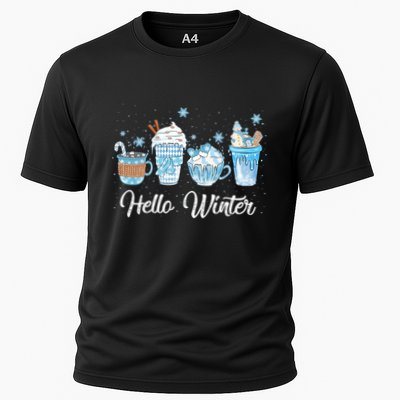 Hello Winter Sweet Cozy Coffee Lovers Snowman Christmas Performance Shirt
