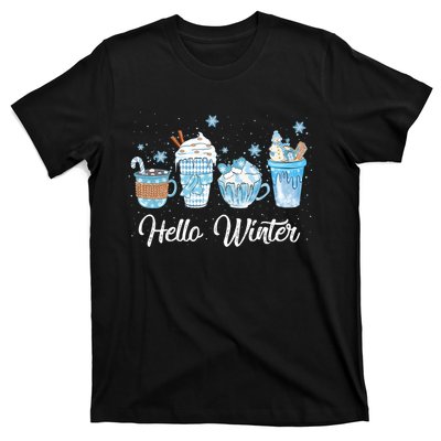 Hello Winter Sweet Cozy Coffee Lovers Snowman Christmas T-Shirt