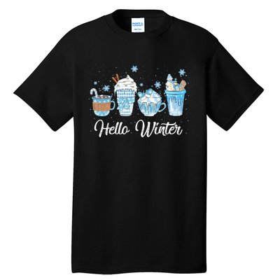 Hello Winter Sweet Cozy Coffee Lovers Snowman Christmas Tall T-Shirt