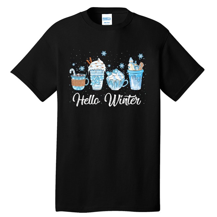 Hello Winter Sweet Cozy Coffee Lovers Snowman Christmas Tall T-Shirt