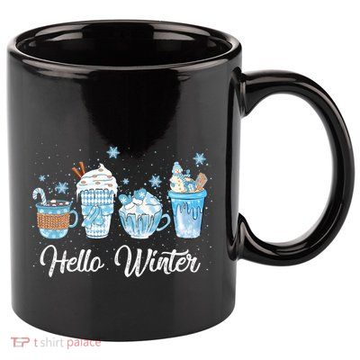 Hello Winter Sweet Cozy Coffee Lovers Snowman Christmas 11oz C Handle Ceramic Mug