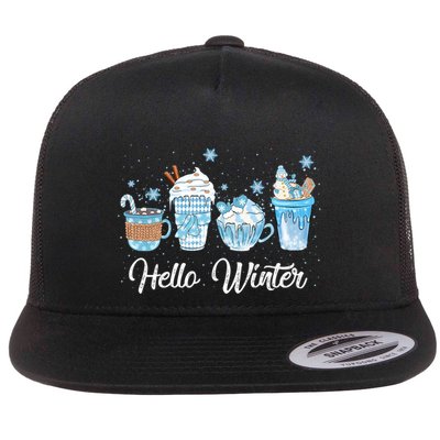 Hello Winter Sweet Cozy Coffee Lovers Snowman Christmas Flatbill Hat
