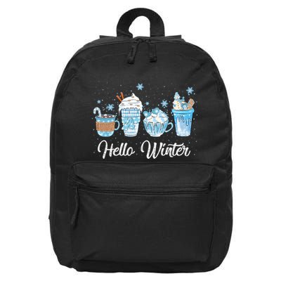 Hello Winter Sweet Cozy Coffee Lovers Snowman Christmas 16 in Basic Backpack