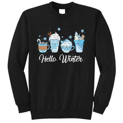 Hello Winter Sweet Cozy Coffee Lovers Snowman Christmas Tall Sweatshirt