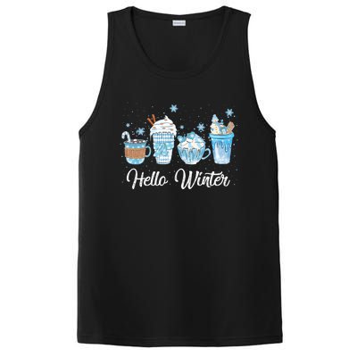 Hello Winter Sweet Cozy Coffee Lovers Snowman Christmas PosiCharge Competitor Tank