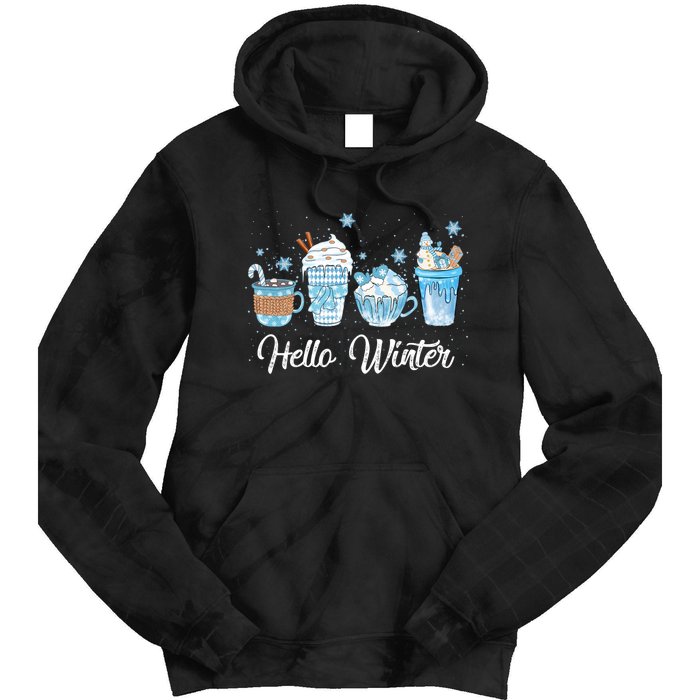 Hello Winter Sweet Cozy Coffee Lovers Snowman Christmas Tie Dye Hoodie