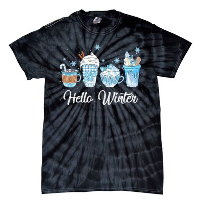 Hello Winter Sweet Cozy Coffee Lovers Snowman Christmas Tie-Dye T-Shirt