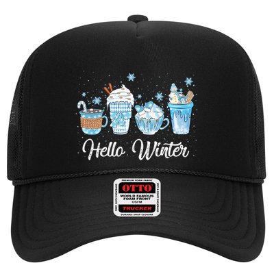 Hello Winter Sweet Cozy Coffee Lovers Snowman Christmas Trucker Hat