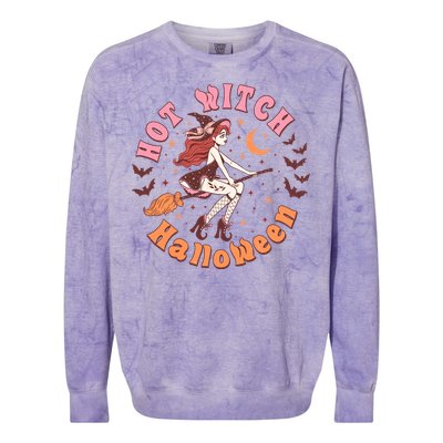 Hot Witch Spooky Halloween Gift Colorblast Crewneck Sweatshirt