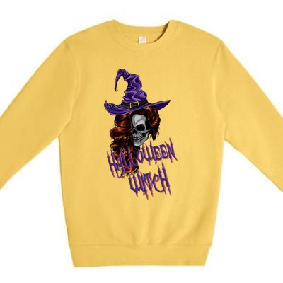 Halloween Witch Scary Halloween Skull Witch Skeleton Gift Premium Crewneck Sweatshirt