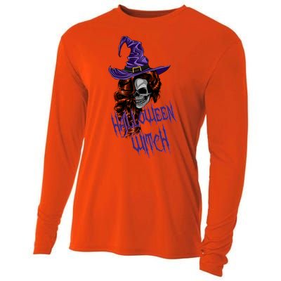 Halloween Witch Scary Halloween Skull Witch Skeleton Gift Cooling Performance Long Sleeve Crew