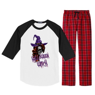 Halloween Witch Scary Halloween Skull Witch Skeleton Gift Raglan Sleeve Pajama Set