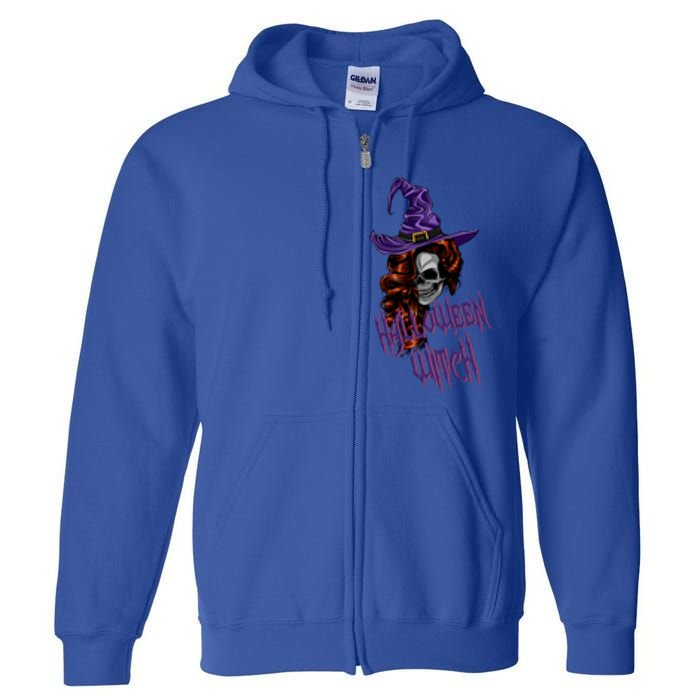 Halloween Witch Scary Halloween Skull Witch Skeleton Gift Full Zip Hoodie